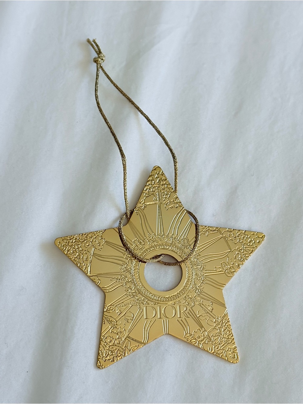 Dior Metallic Gold Star Ornament with Embossed Detail